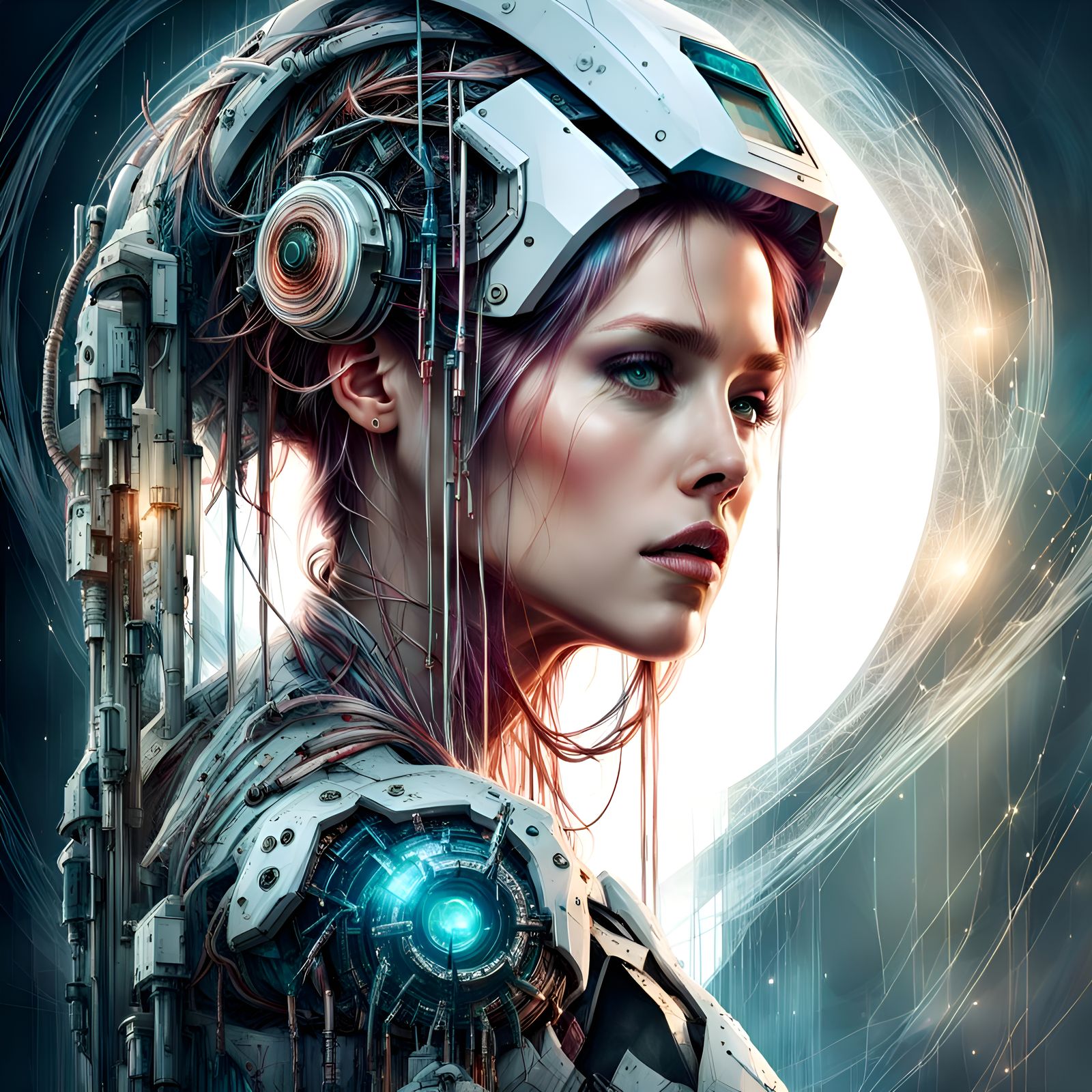 Realistic Android in Art Brut Style