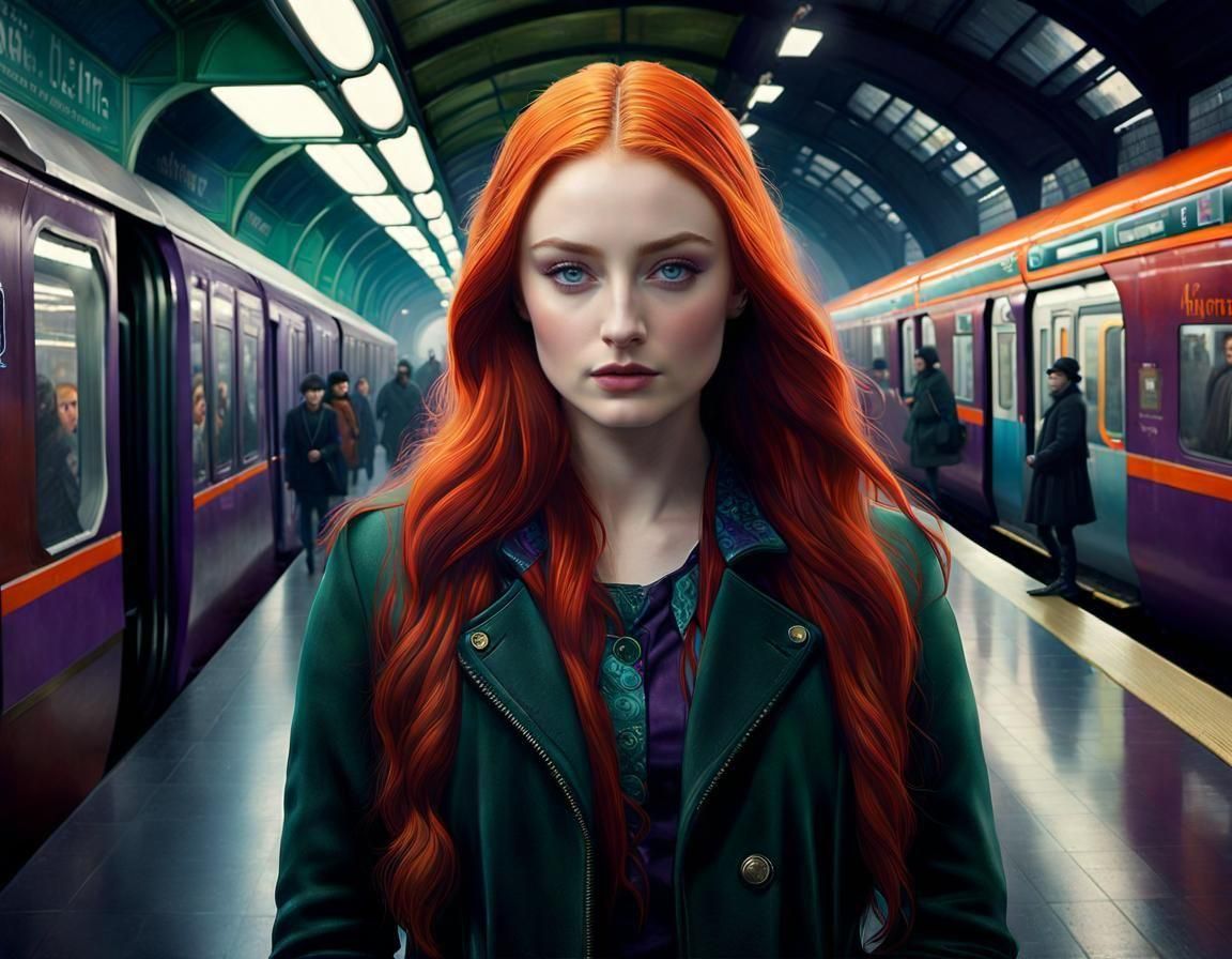 Subway Portrait in Art Nouveau Style