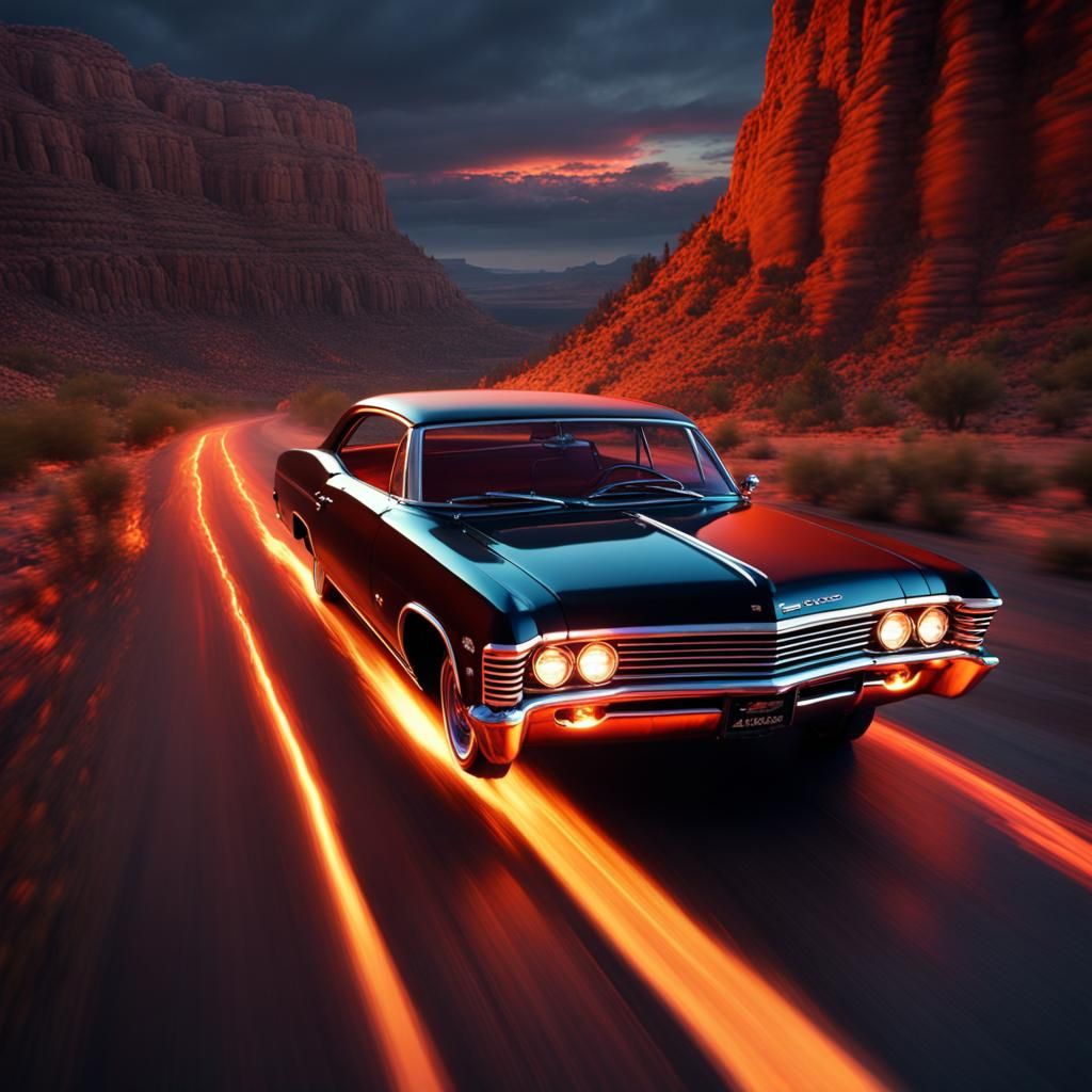 1967 Chevy Impala Flies Over Flaming Gorge