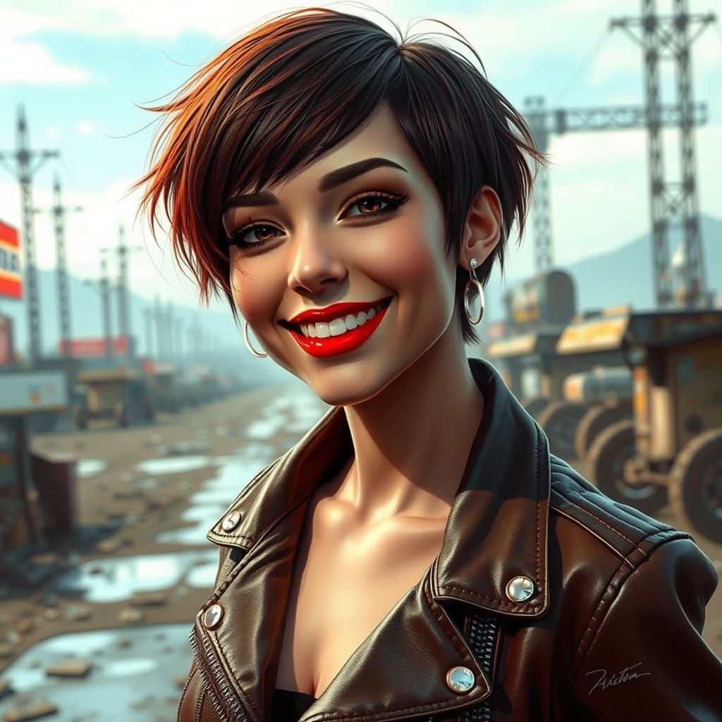 Post-Apocalyptic Woman with Glitchcore Effects