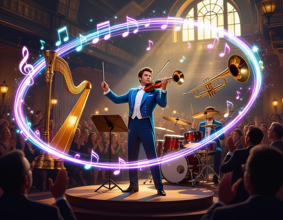 Conductor Leads Magical Symphony in Art Deco Station