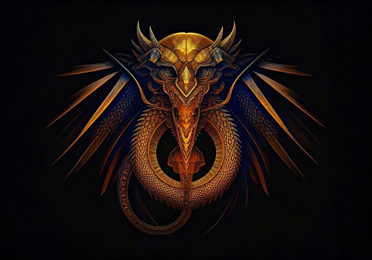 Ancient Dragon Geoglyph in Vibrant Synchromist Colors