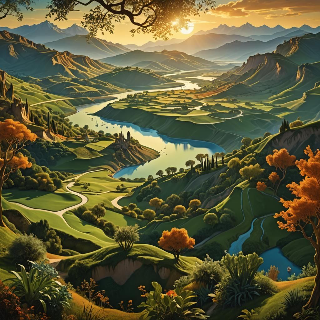 Salvador Dali-Inspired Valley with River in Unreal Engine