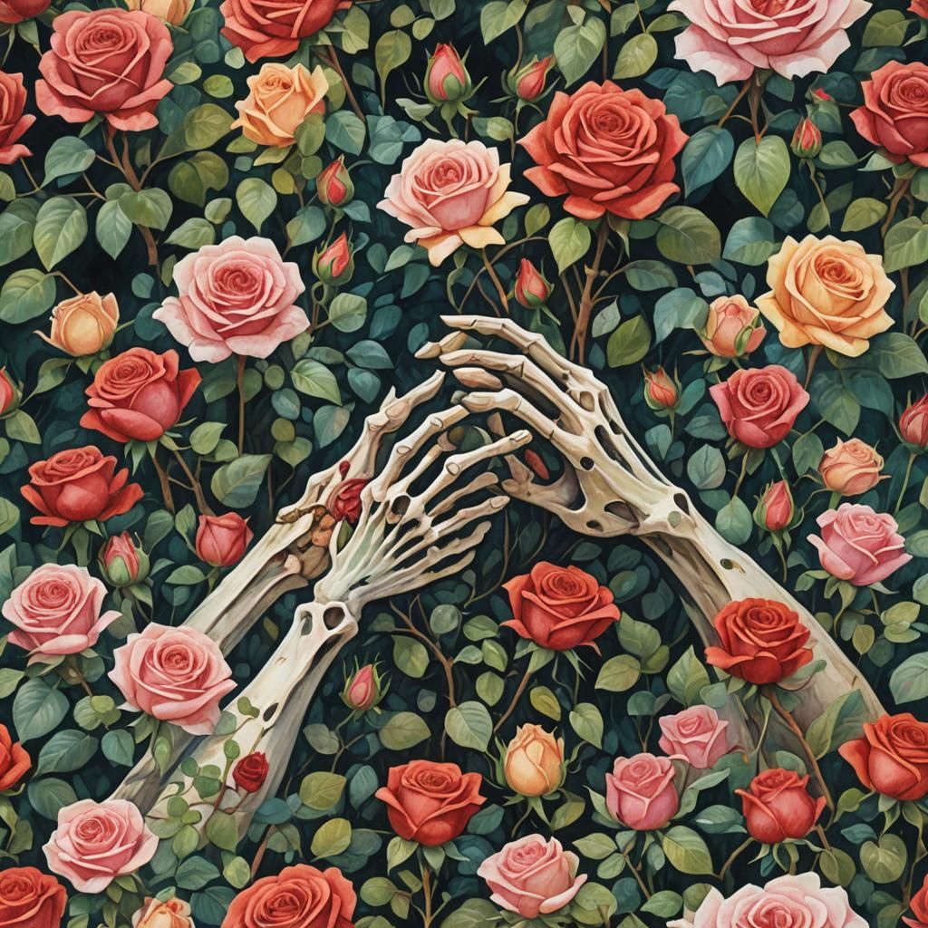 Surreal Roses and Human Metamorphosis: Impasto Gouache