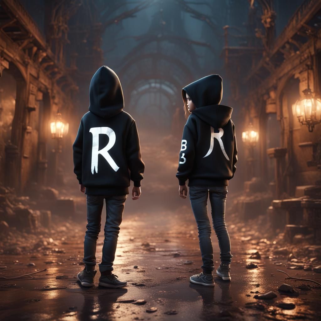 Boy and Girl in Hoodies: 3D Fantasy Art