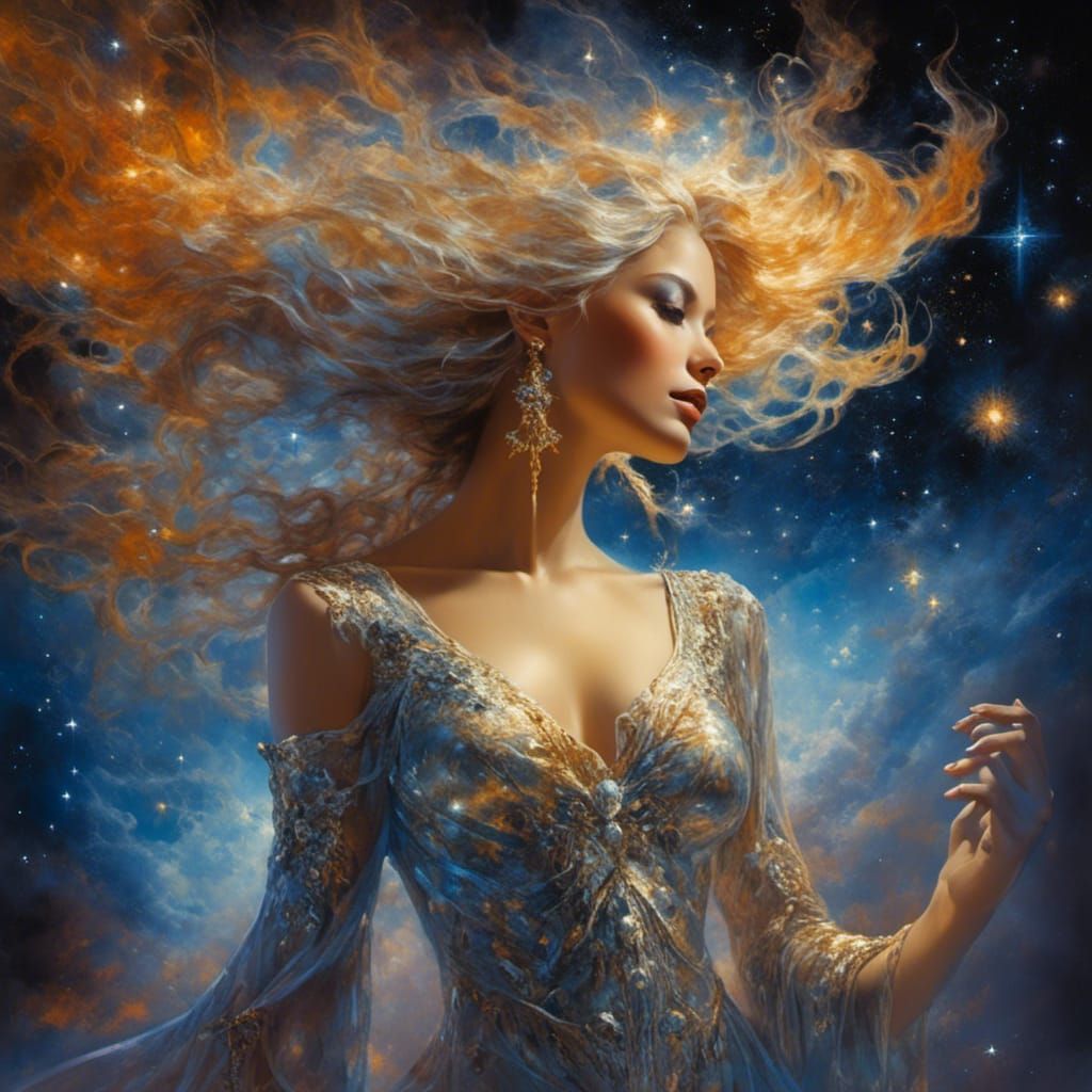 Cosmic Star Hair in Boris Vallejo Style