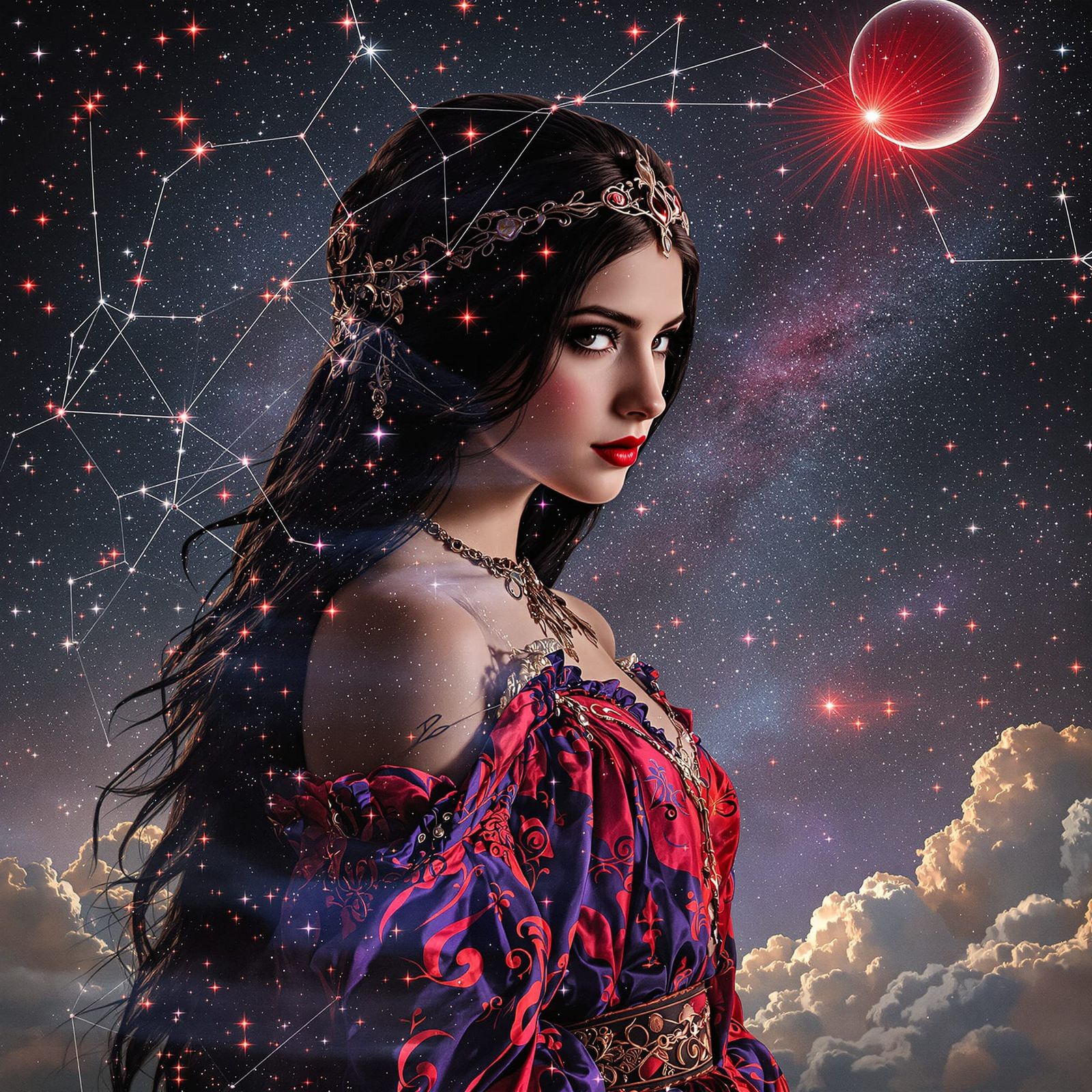 Renaissance Venus with Scorpio Symbol in Art Nouveau Style