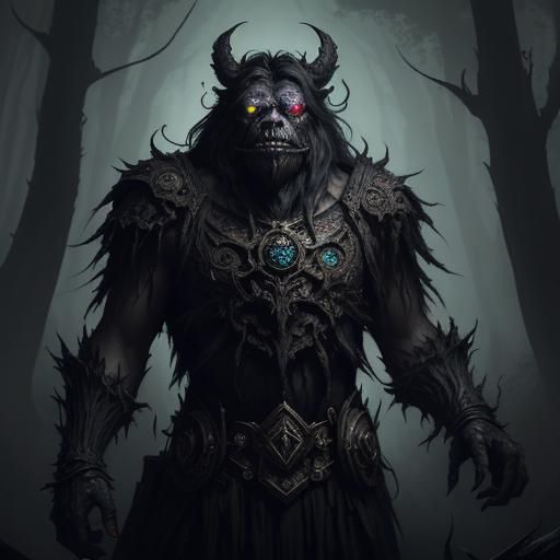 Blighted Bugbear in Twisted Forest, Art Nouveau Style