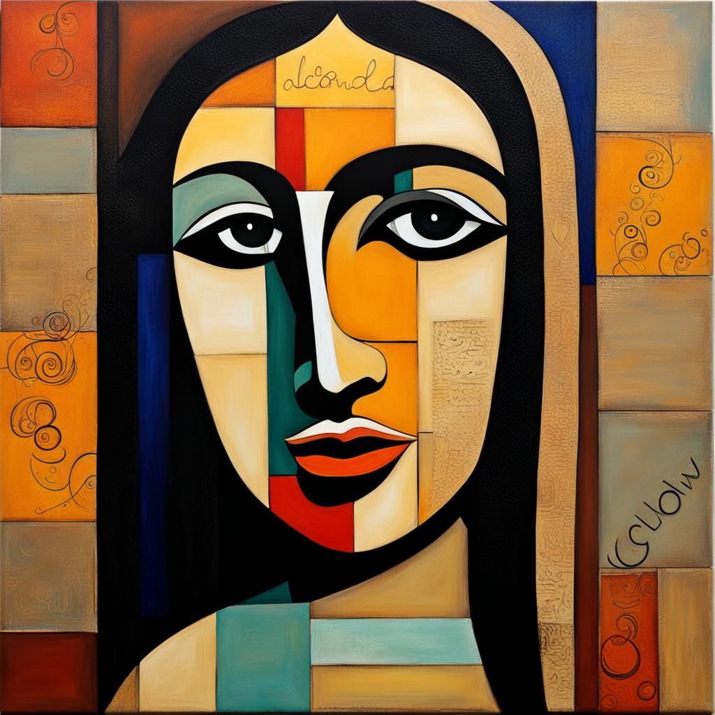Gioconda in Abstract Art with Complementary Colors