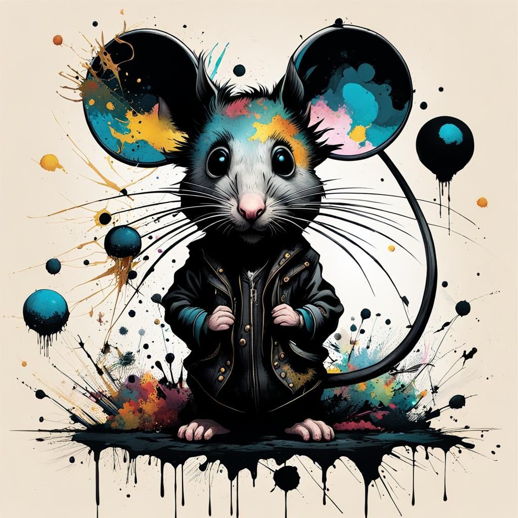 Dressed Mouse - Ink Splatter.