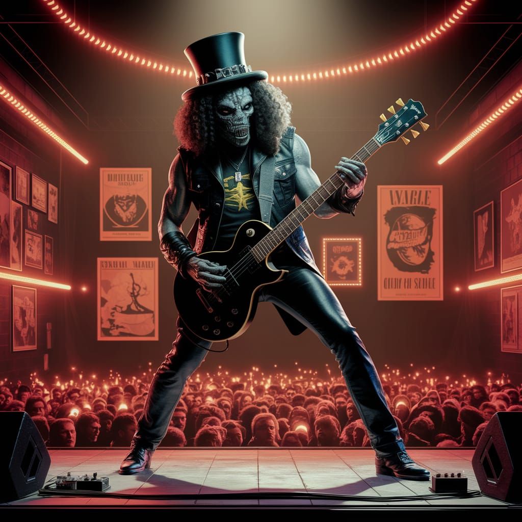 Xenomorph Alien dressed as the Top hat wearing, curly haired...