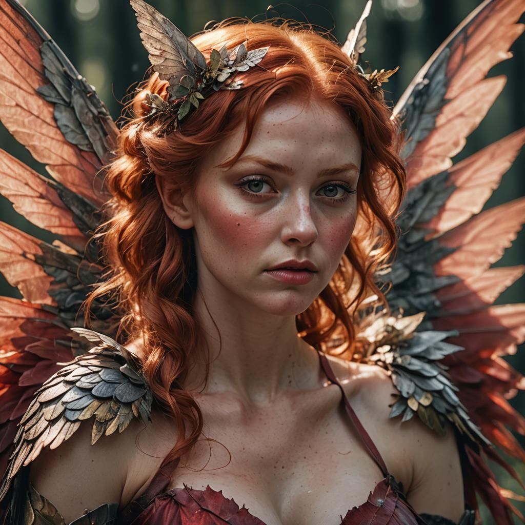 Voluptuous Red-Haired Fairy Portrait in Hyper-Realism