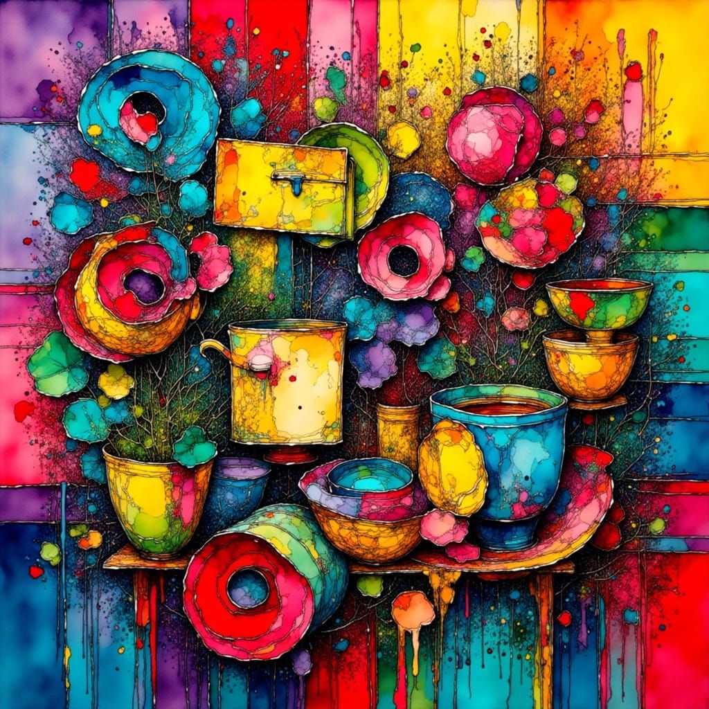 Colorful DNA Structure in Cubism Style