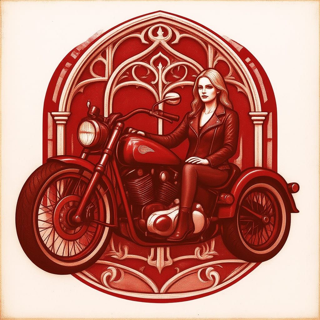 Vintage Electric Trike with Copper Accents, Syd Mead Style