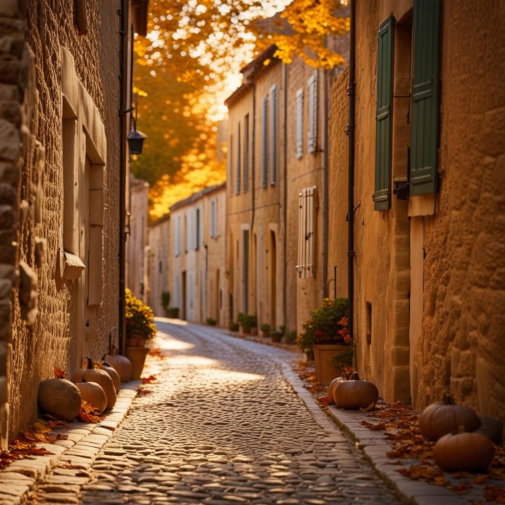 Picturesque Autumn Village in Southern France
