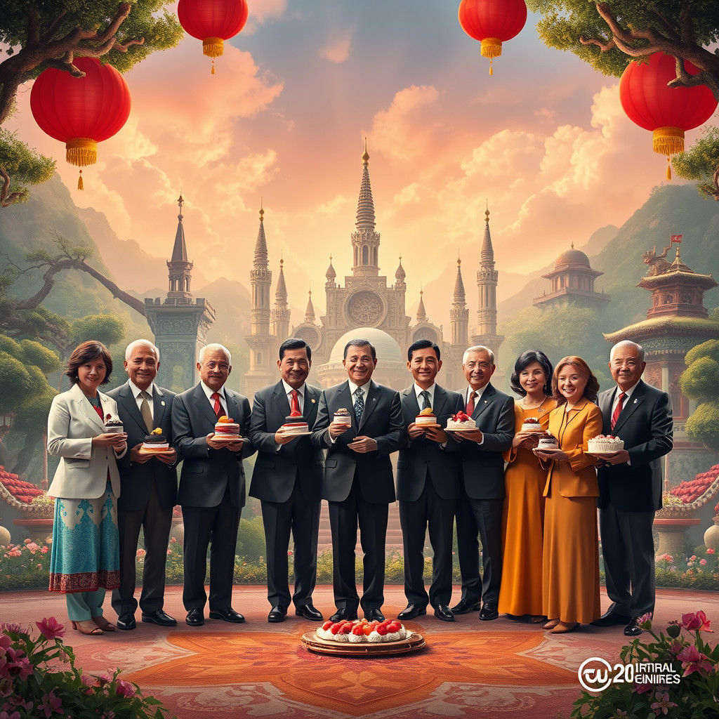 G-20 Leaders Dessert Dreamscape in Digital Art Style