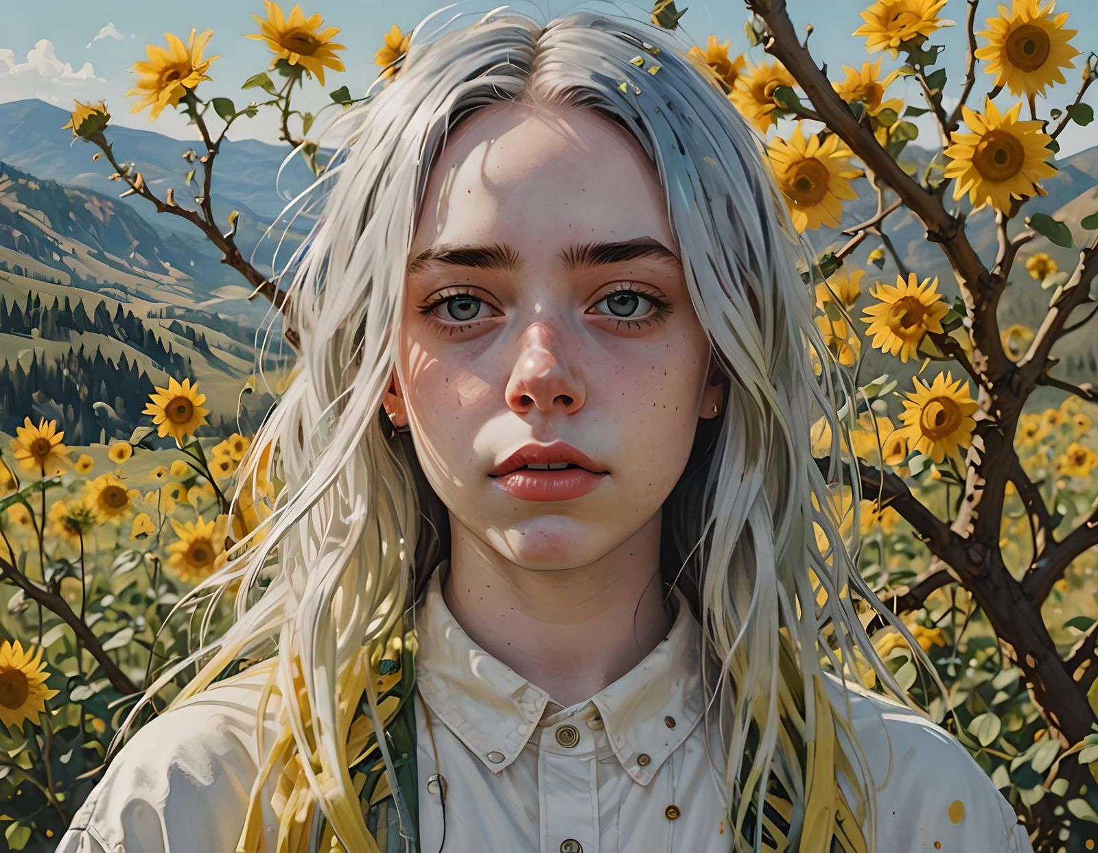 Billie Eilish Portrait in Realistic Style