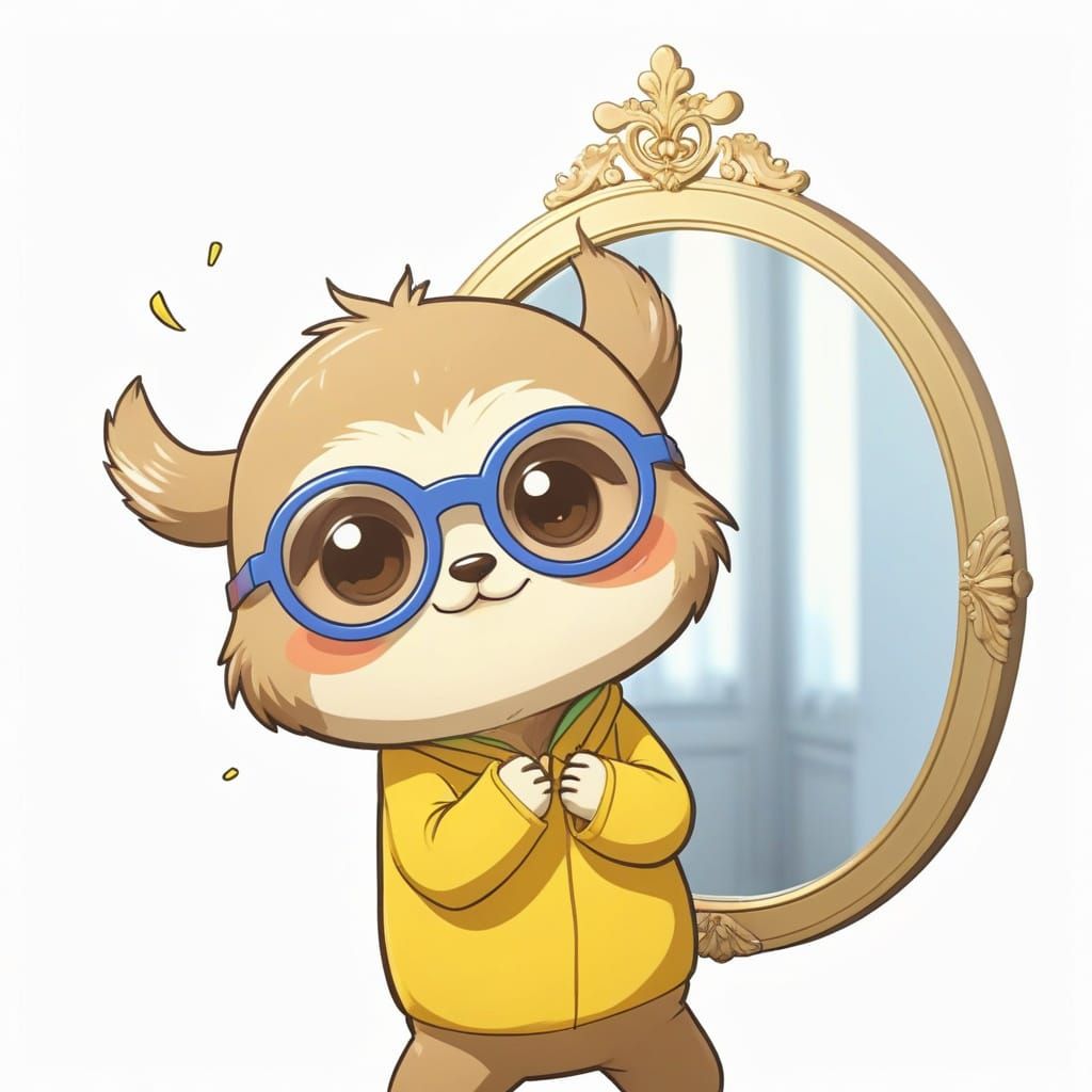 Chibi Sloth in Elegant 3D Anime Style