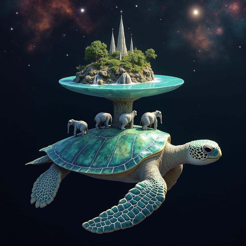 Surrealist Cosmic Sea Turtle in Interstellar Space