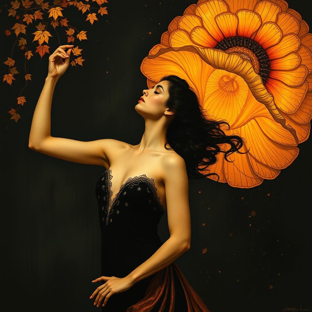 Chiaroscuro Dancer Portrait in Klimt Style