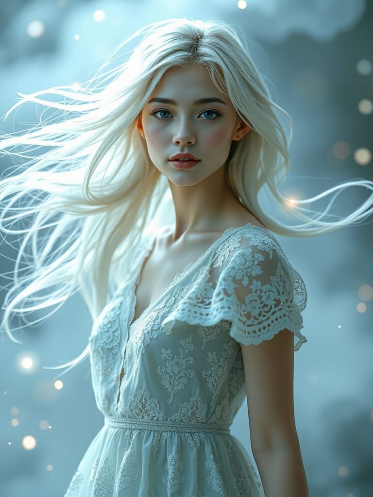 Ethereal Woman in Mist: Hyper-Realistic Digital Photography