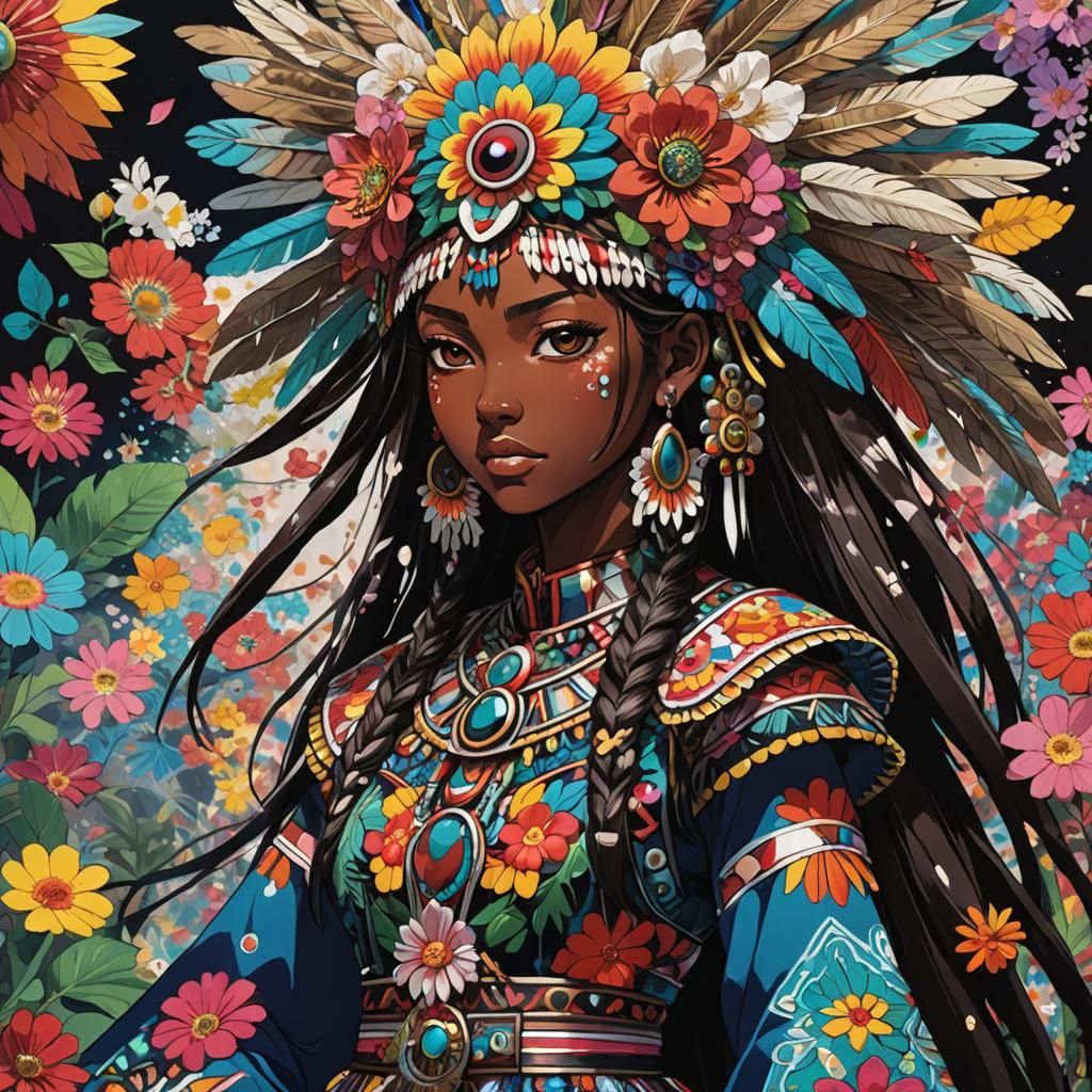 Aztec Girl in Anime Manga Splash Art