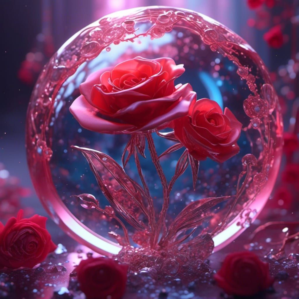 Detailed Glass Rose Fantasy Concept Art