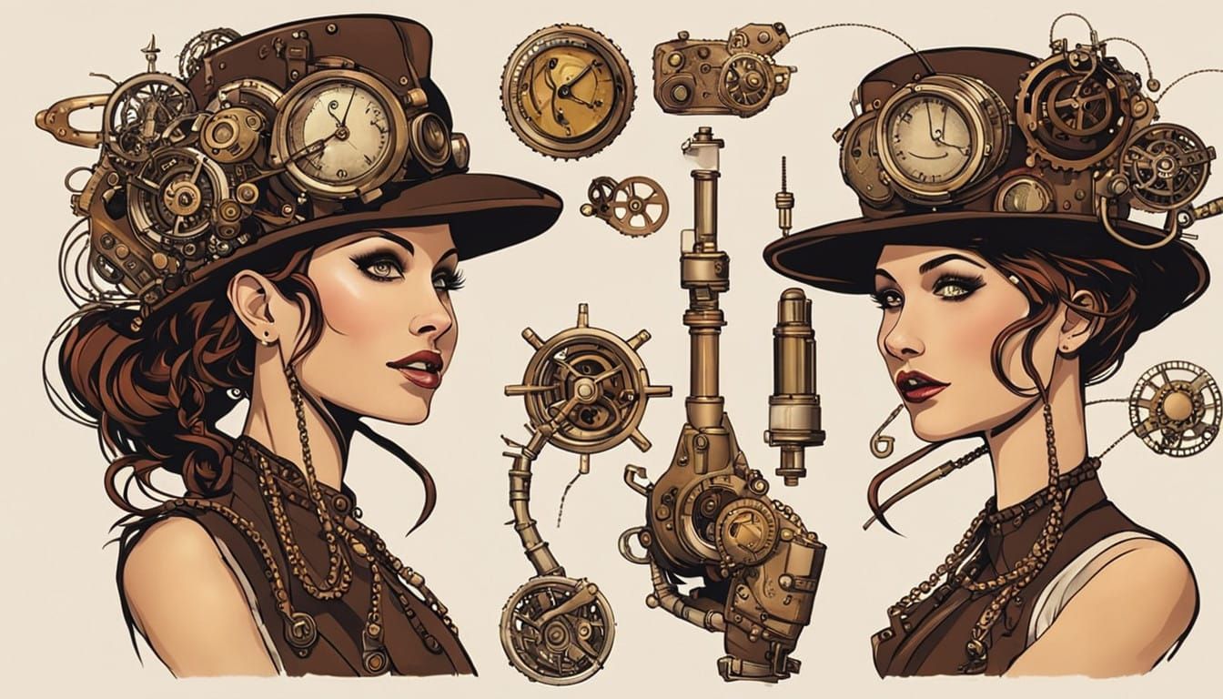 Steampunk Lady with Intricate Clockwork Fashion