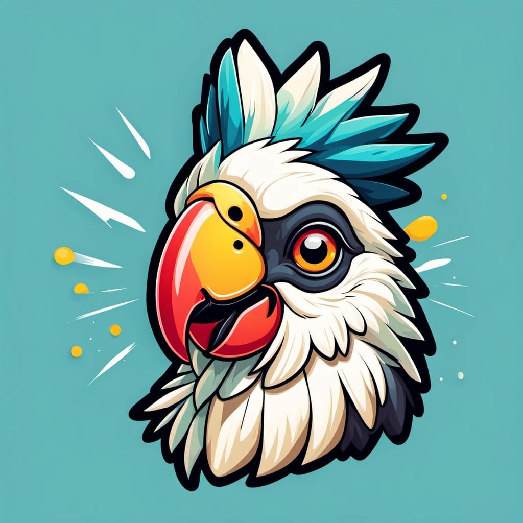Vibrant Cartoon Cockatoo Portrait