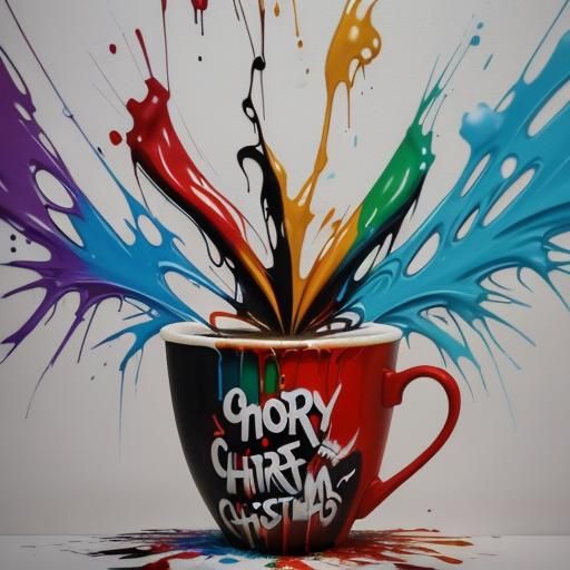 Christmas Coffee Cup in Graffiti Art Style