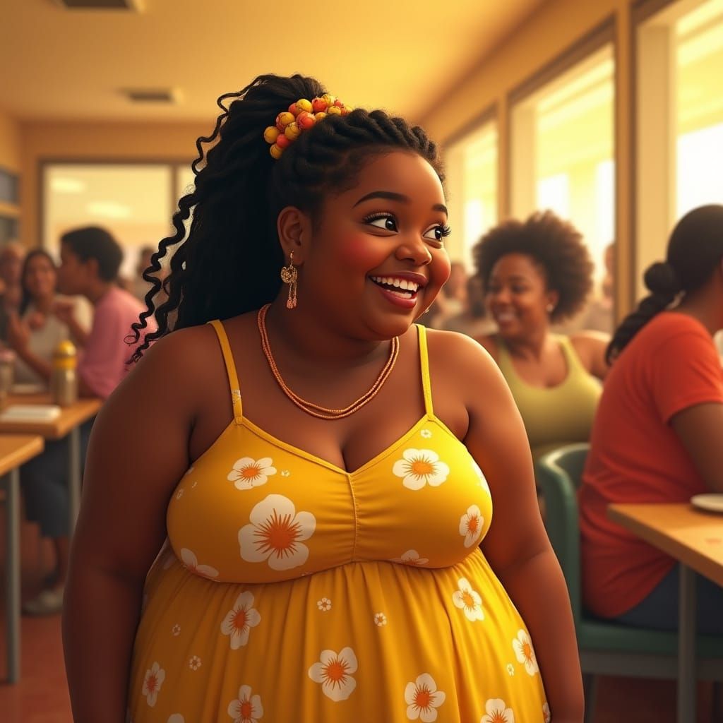 Joyful Black Adolescent Surrounded by Diverse Women in Vibra...