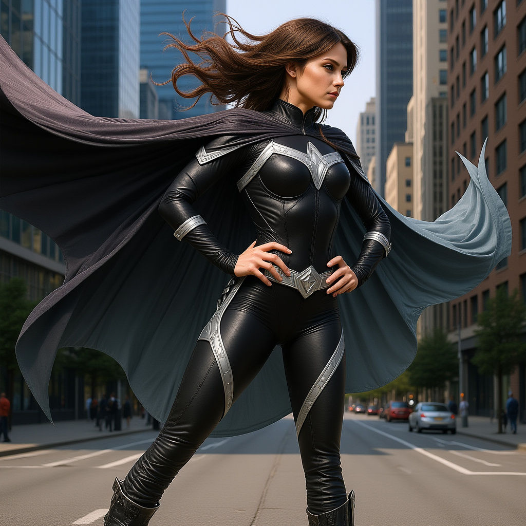 Dynamic Female Superhero with Multiple Powers in Comic Art