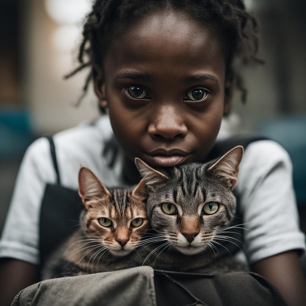 Intimate Portrait of Girl in Wheelchair with Cat
