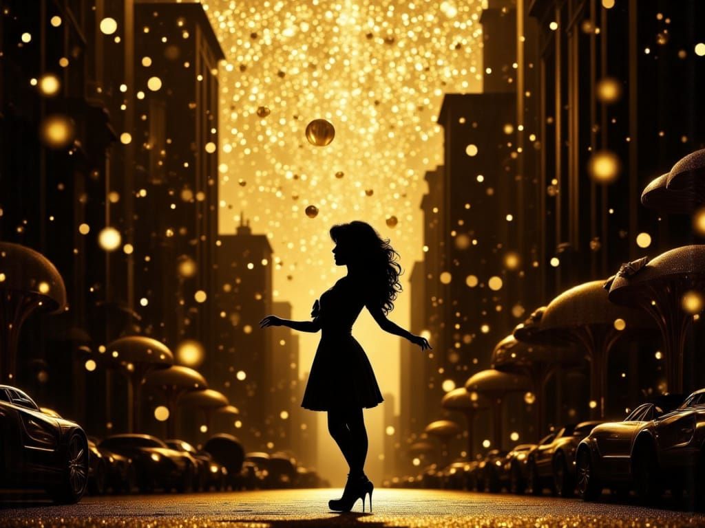 Woman's Silhouette in Sparkling New York City