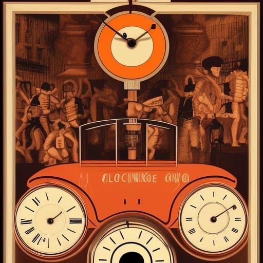 Abstract Clockwork Orange Inspired Clock