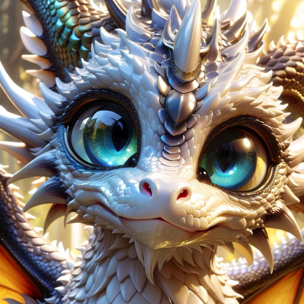 Adorable Glass Dragon Portrait in Anime Style