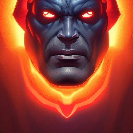 Darkseid Portrait in Hyperdetailed Splash Art Style