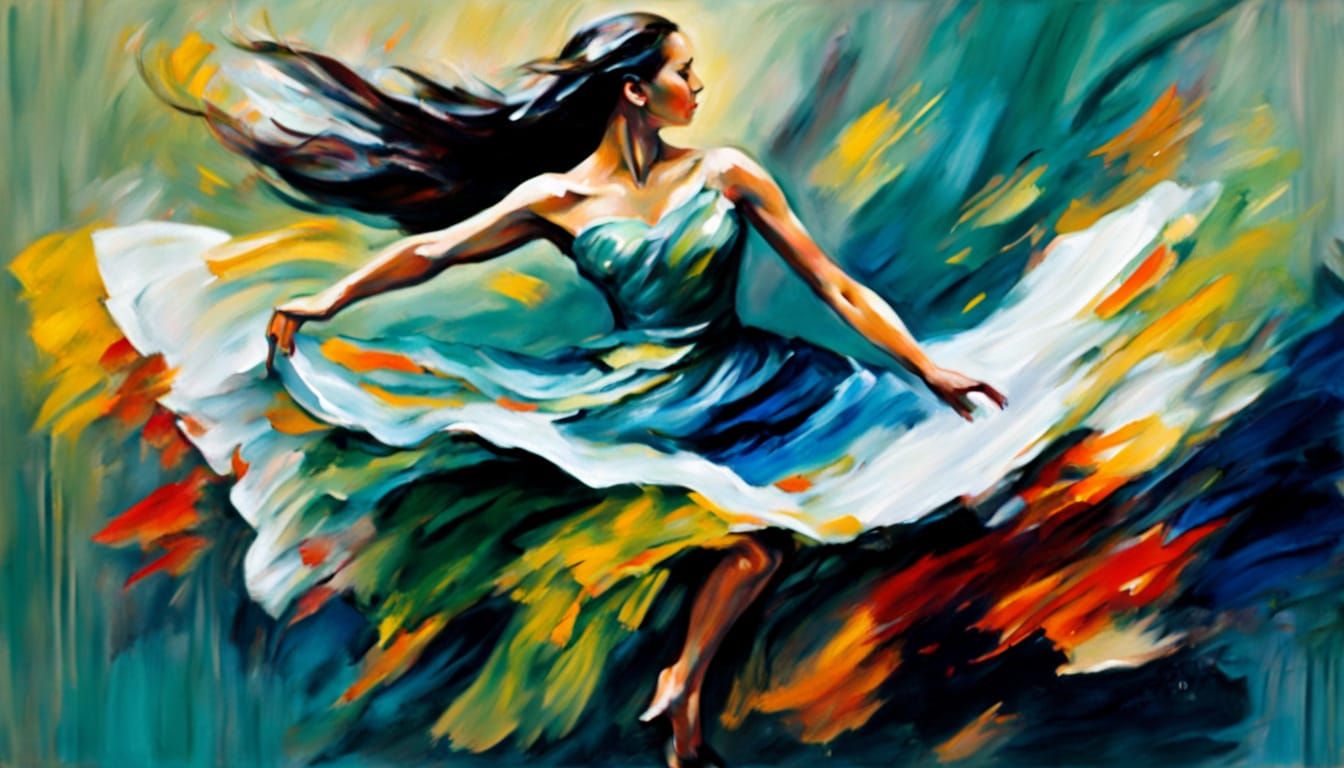 Expressive Female Dancer in Dreamy Neo-Expressionist Style