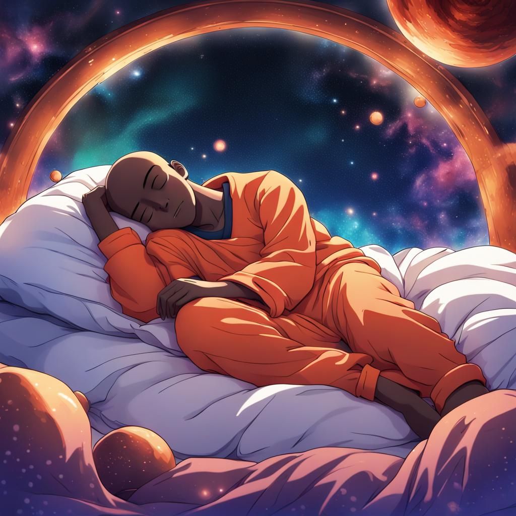 Colorful Slumber Universe with Copper Man in Anime Style