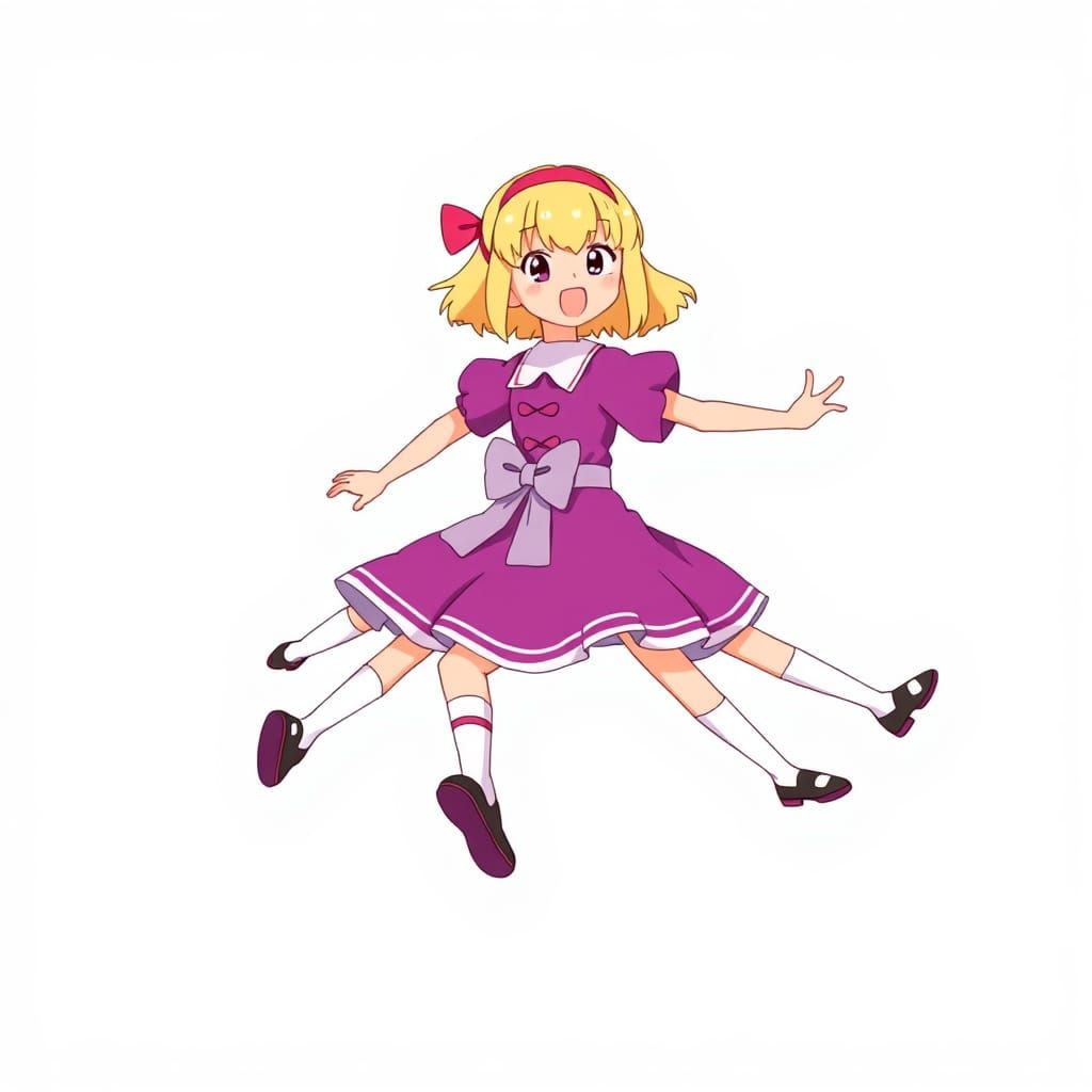 Cartoon Girl with Many Legs Anime Style