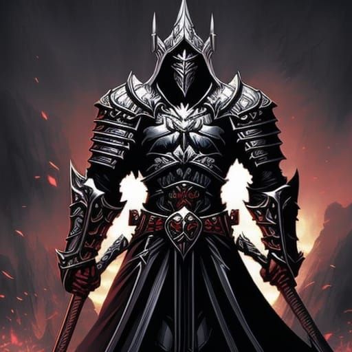 Grimdark Paladin in Crimson Armor on Roses