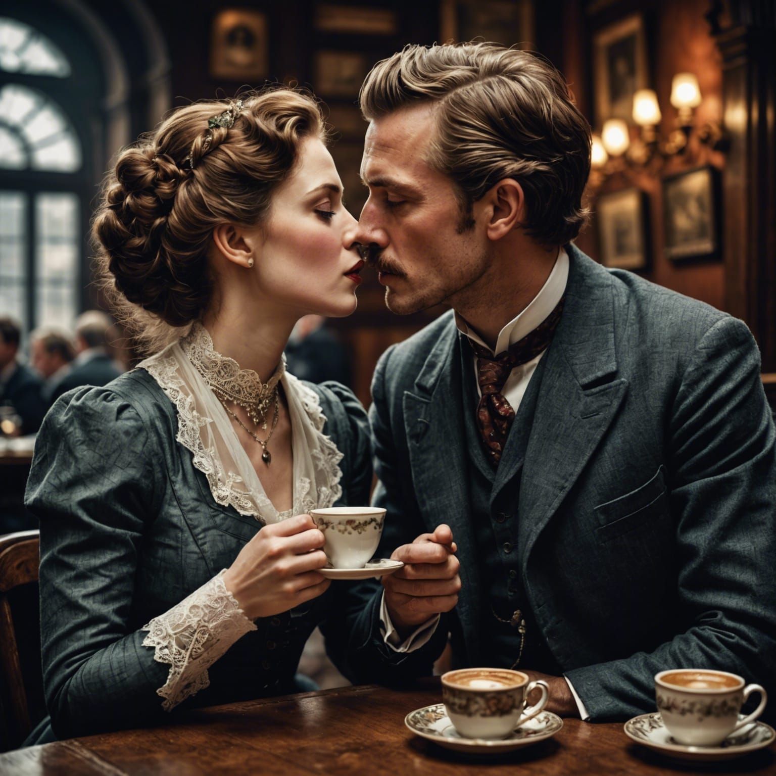 Edwardian Coffee Cup: Hyperrealistic Still Life