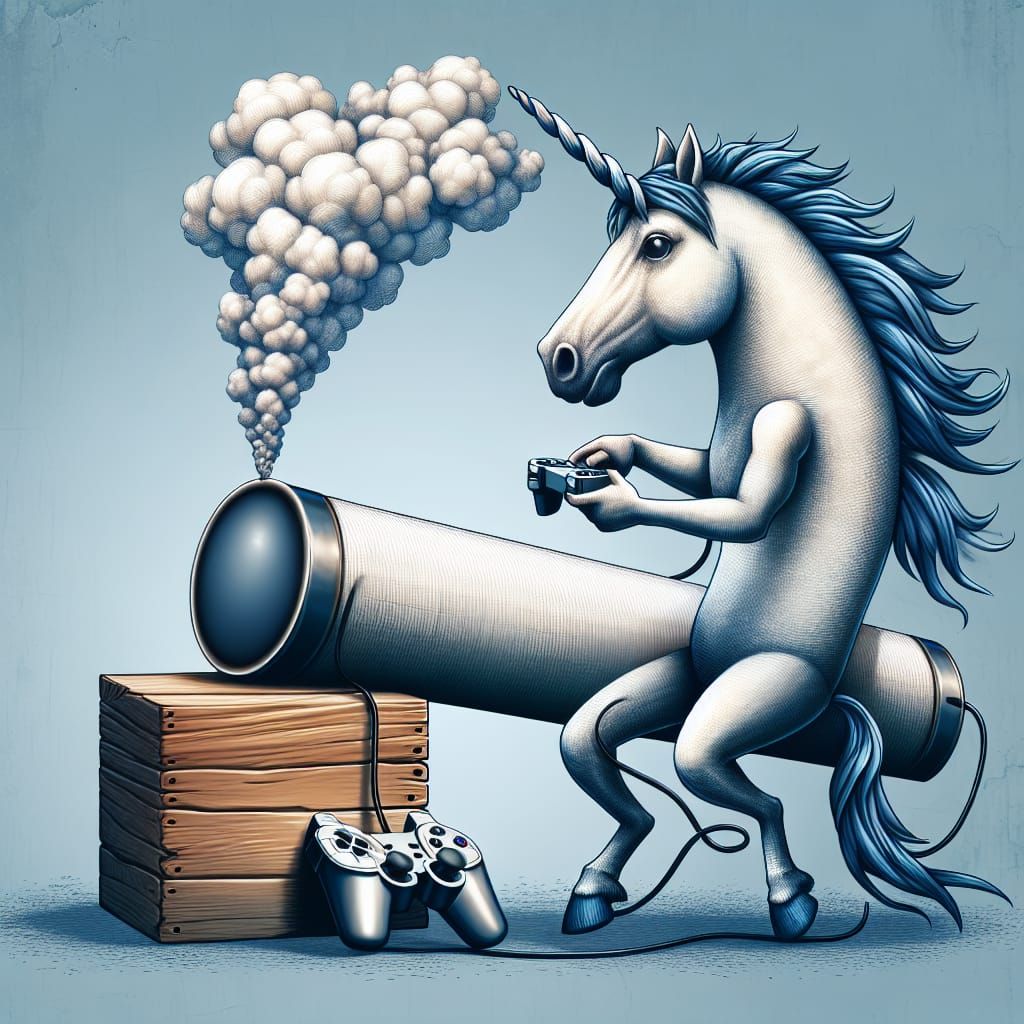 Gamer Unicorn Smoking a Blunt: Imaginative Depiction