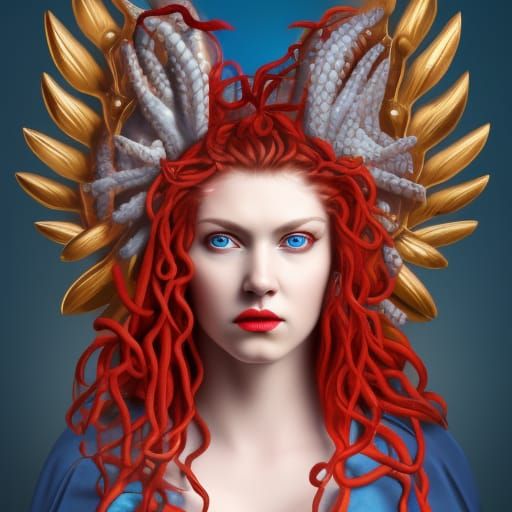 Medusa with Wings: A Hyperdetailed Digital Portrait