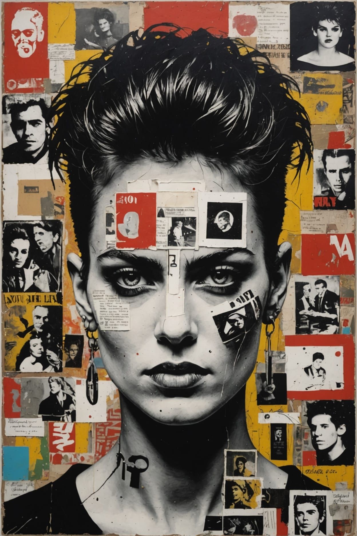 90s Punk Album Cover Collage in Expressionist Style