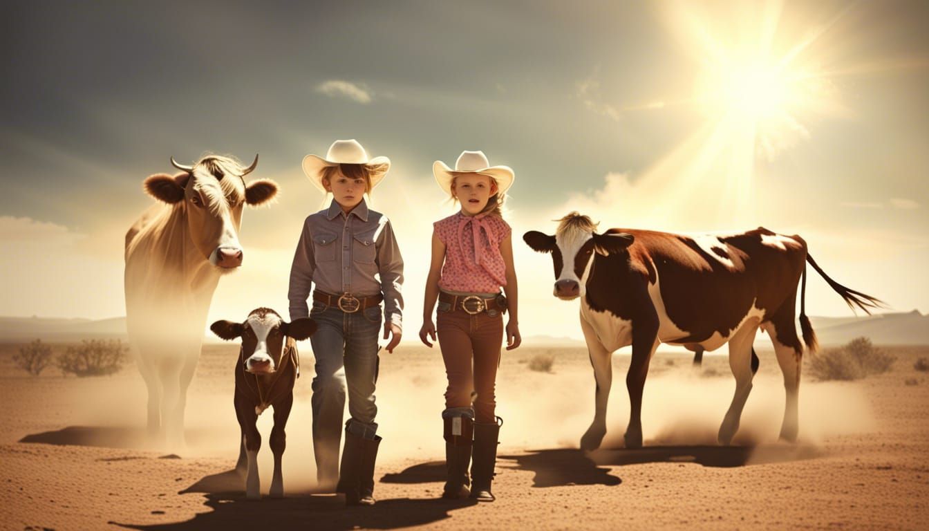 Cowboy and Cowgirl Siblings in Desert Storm