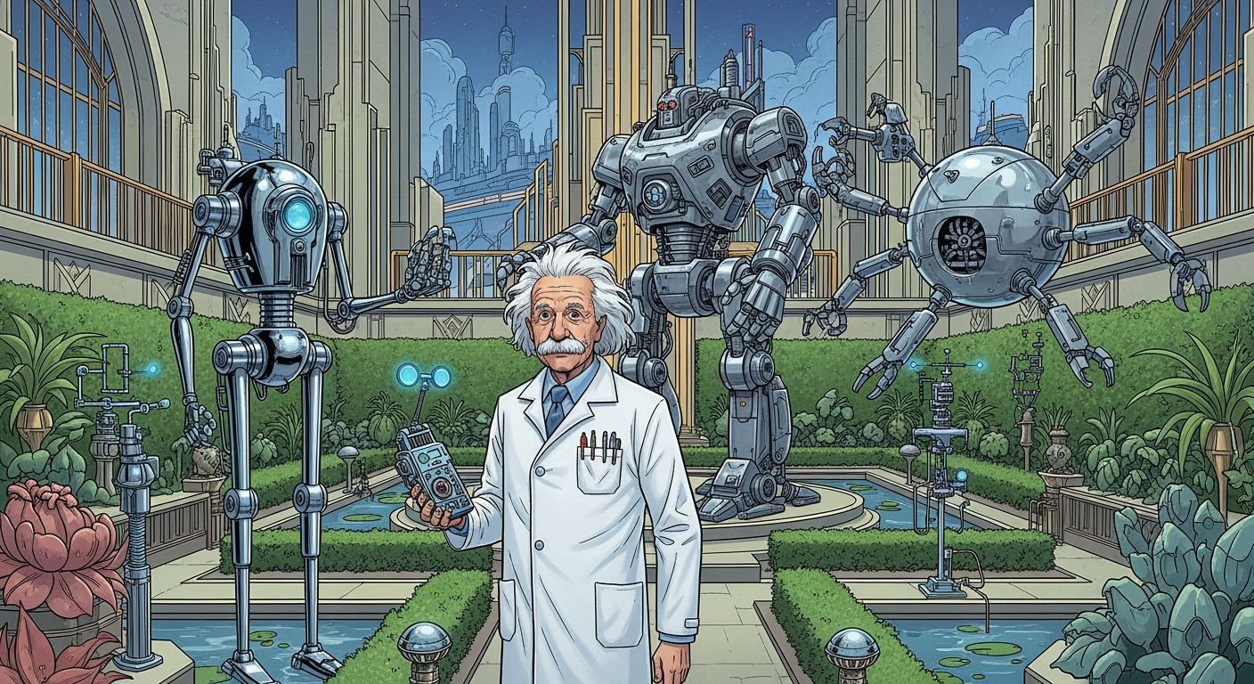 Dr. Rocket's Art Deco Laboratory with Robot Inventions