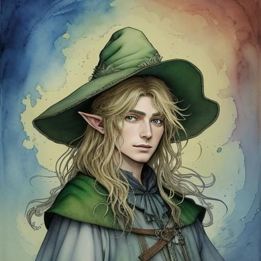 Whimsical Gnome Wizard Portrait in Arthur Rackham Style