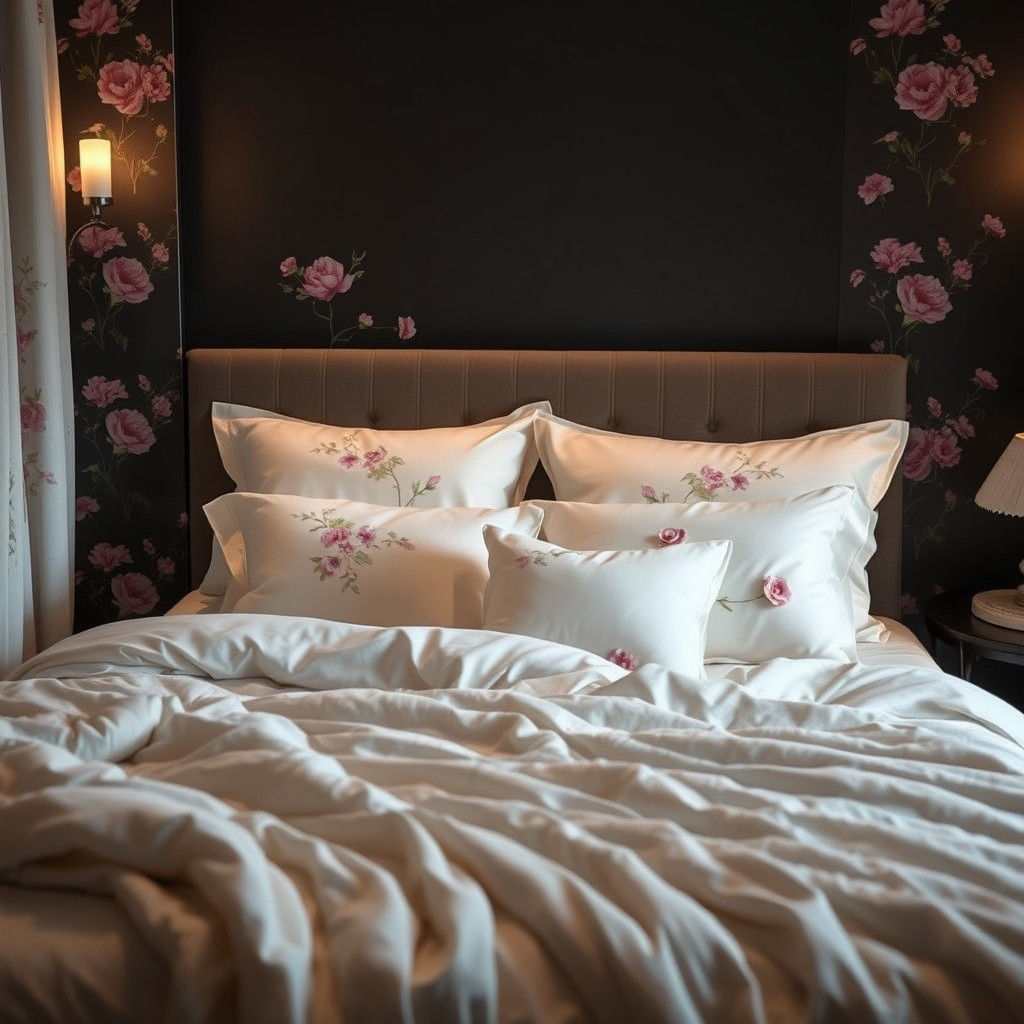 Serene Bedroom with Pastel Floral Bedding