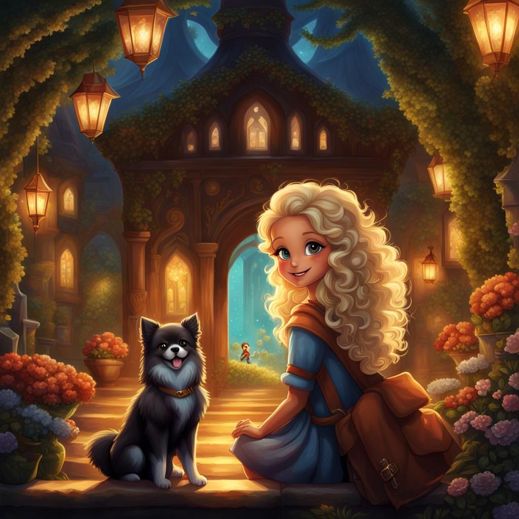 Children's Book Cover: Girl and Pomeranian Dog